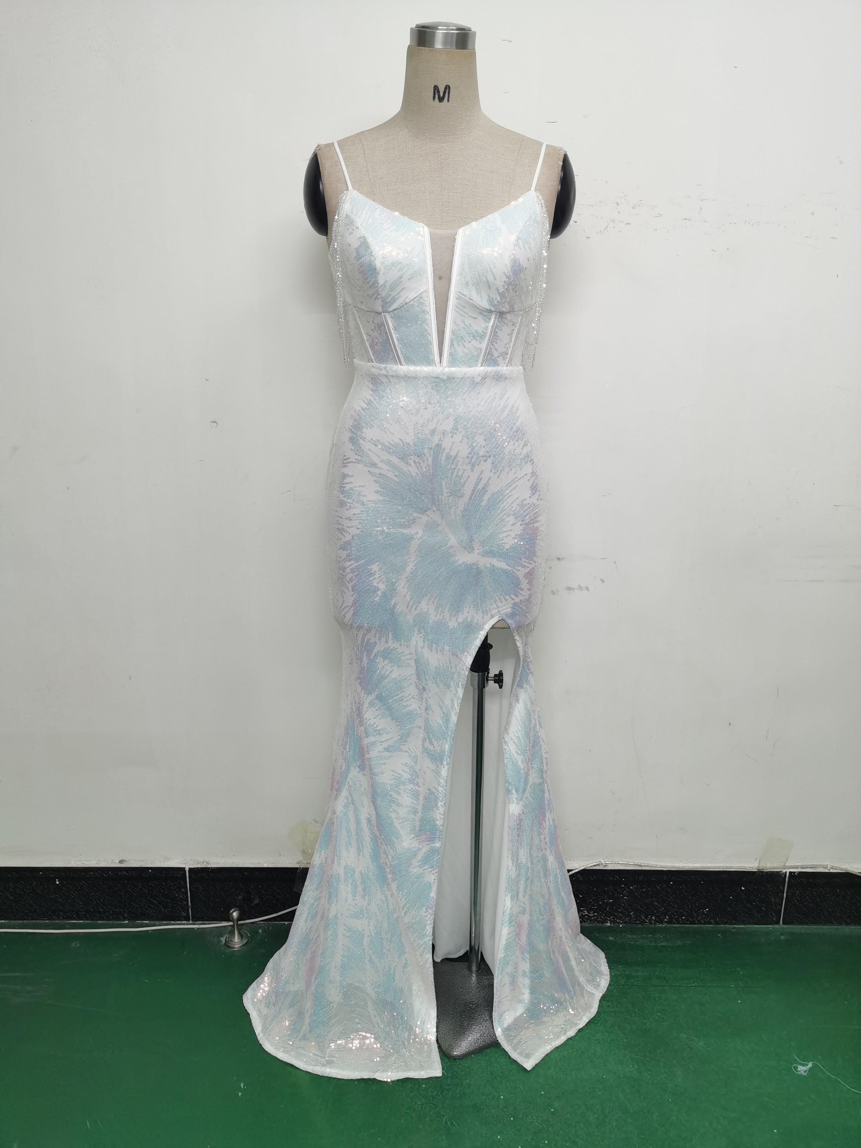 Women cross Lace-Up fishtail evening dress Formal Party evening dress 65