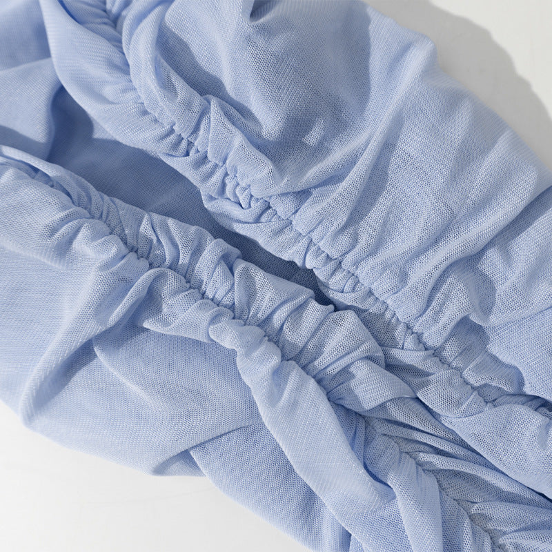 Women Strapless V-Neck Sleeveless Backless See-Through Mesh Slit Maxi Dress 12