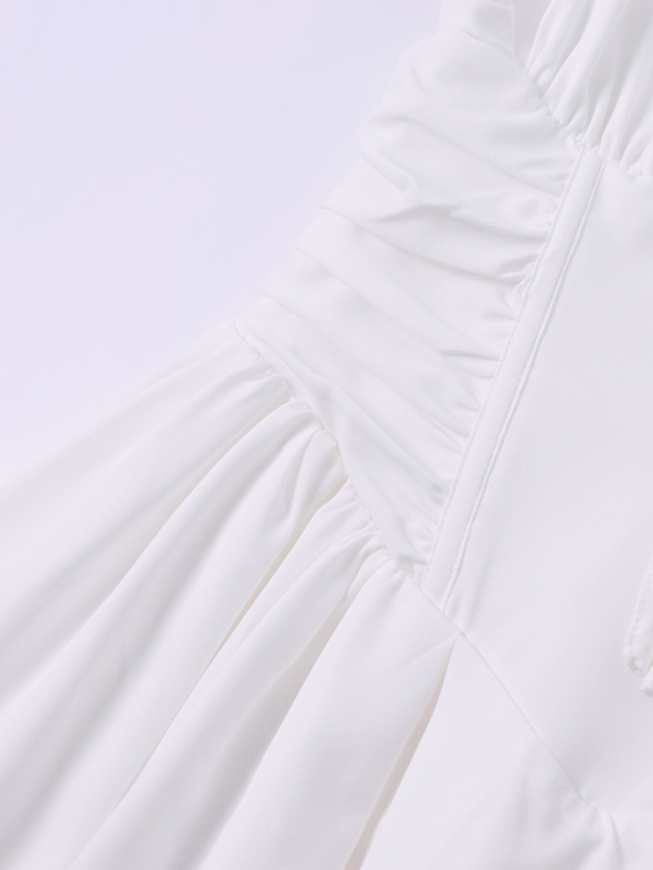 Women Summer Puff Short-Sleeved Solid Sexy Backless Lace-Up Maxi Dress 12