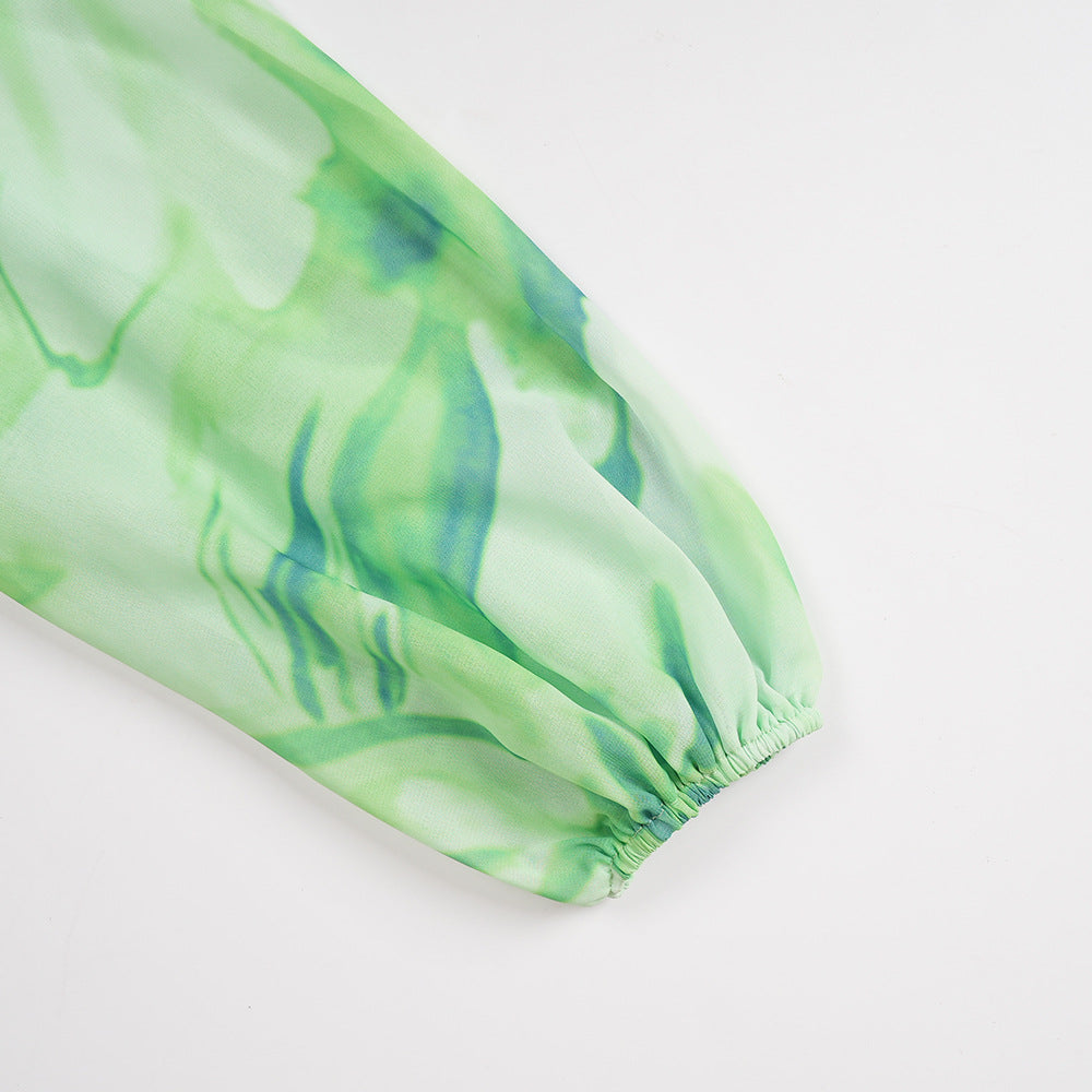 Elegant Long Dress Pleated African Plus Size Women's Print Chiffon Dress 20