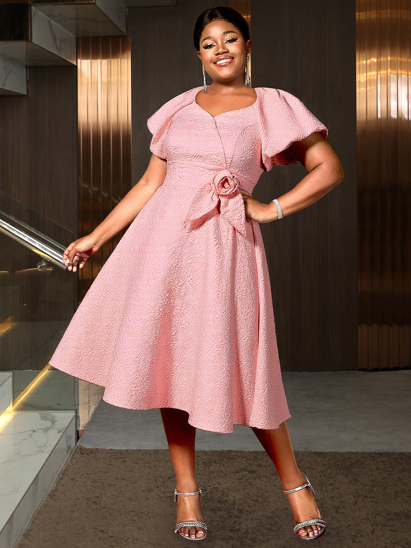 Women Elegant Puff Sleeve Formal Party Dress 4