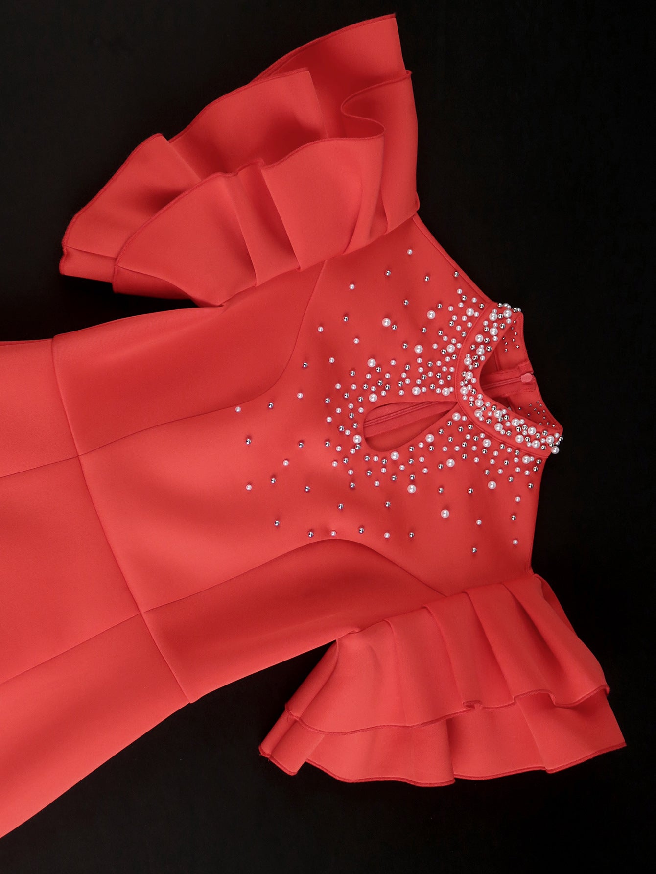 Summer Ruffle Beaded High-Waist Slim Elegant Bodycon Formal Party Evening Dress 9