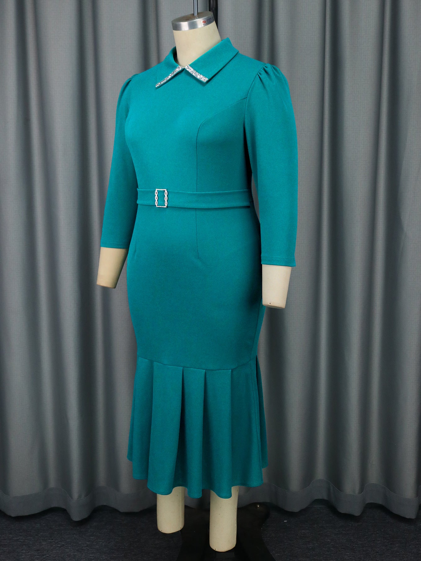 Plus Size Women African Shirt Collar Formal Party Fishtail Dresses 3