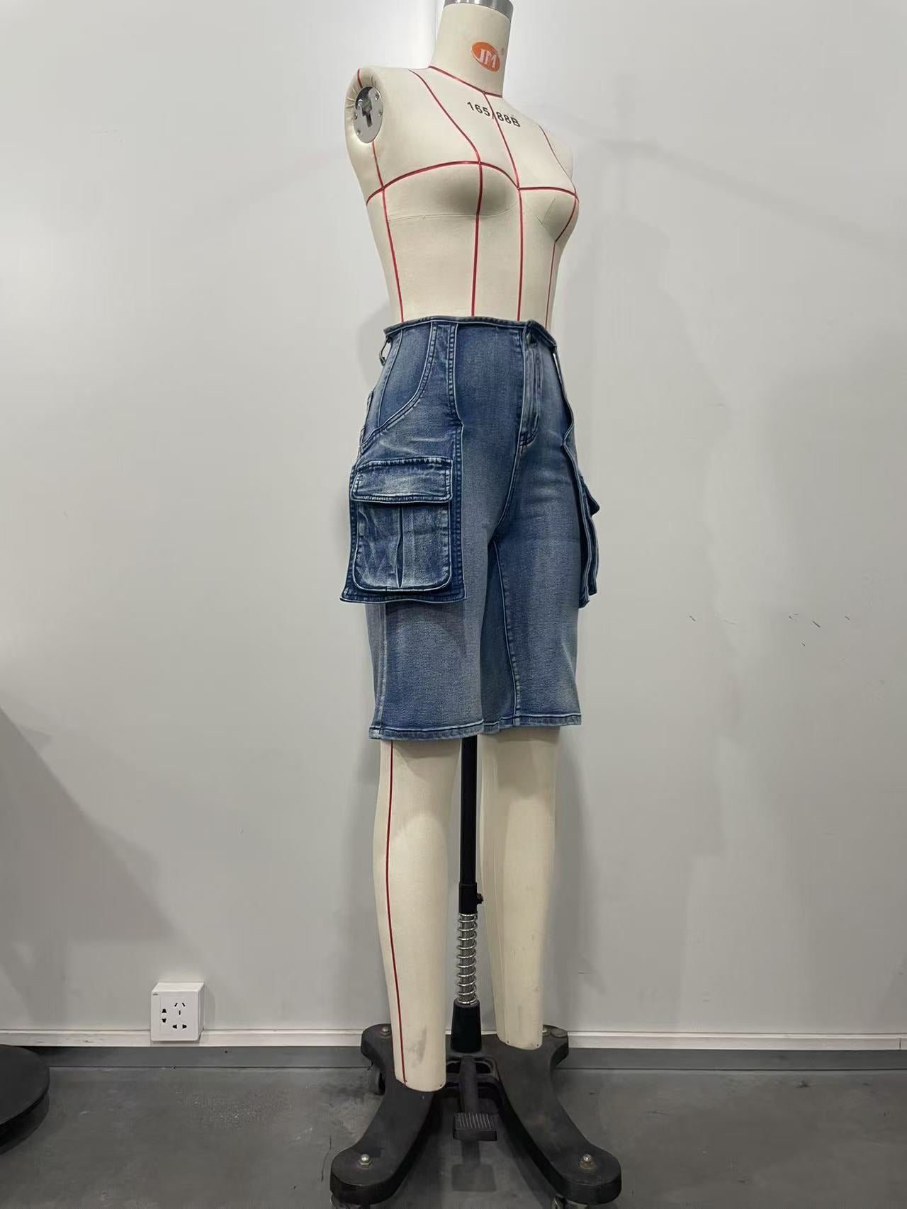 Summer Retro Cargo Denim Shorts 13