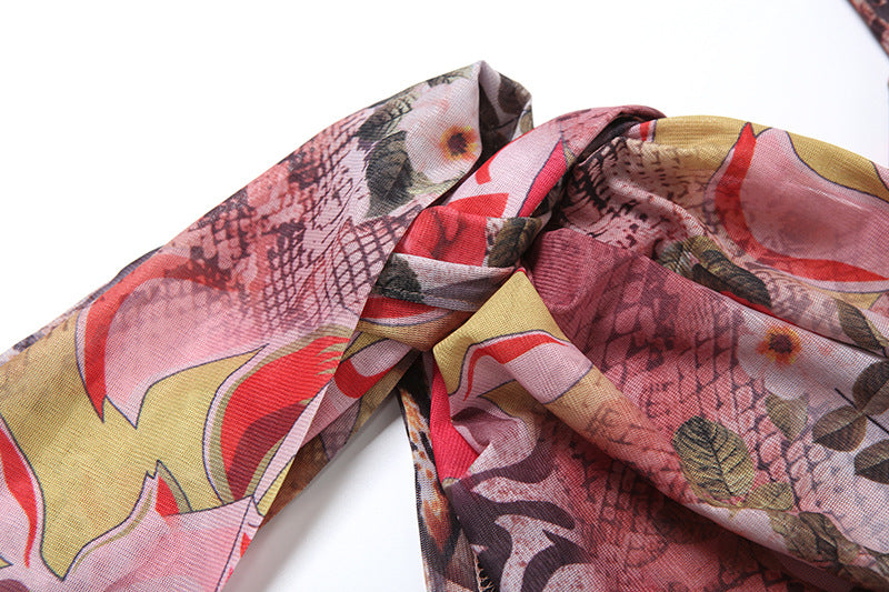 Summer Print Sexy Halter Sleeveless Hollow Bodycon Dress 11