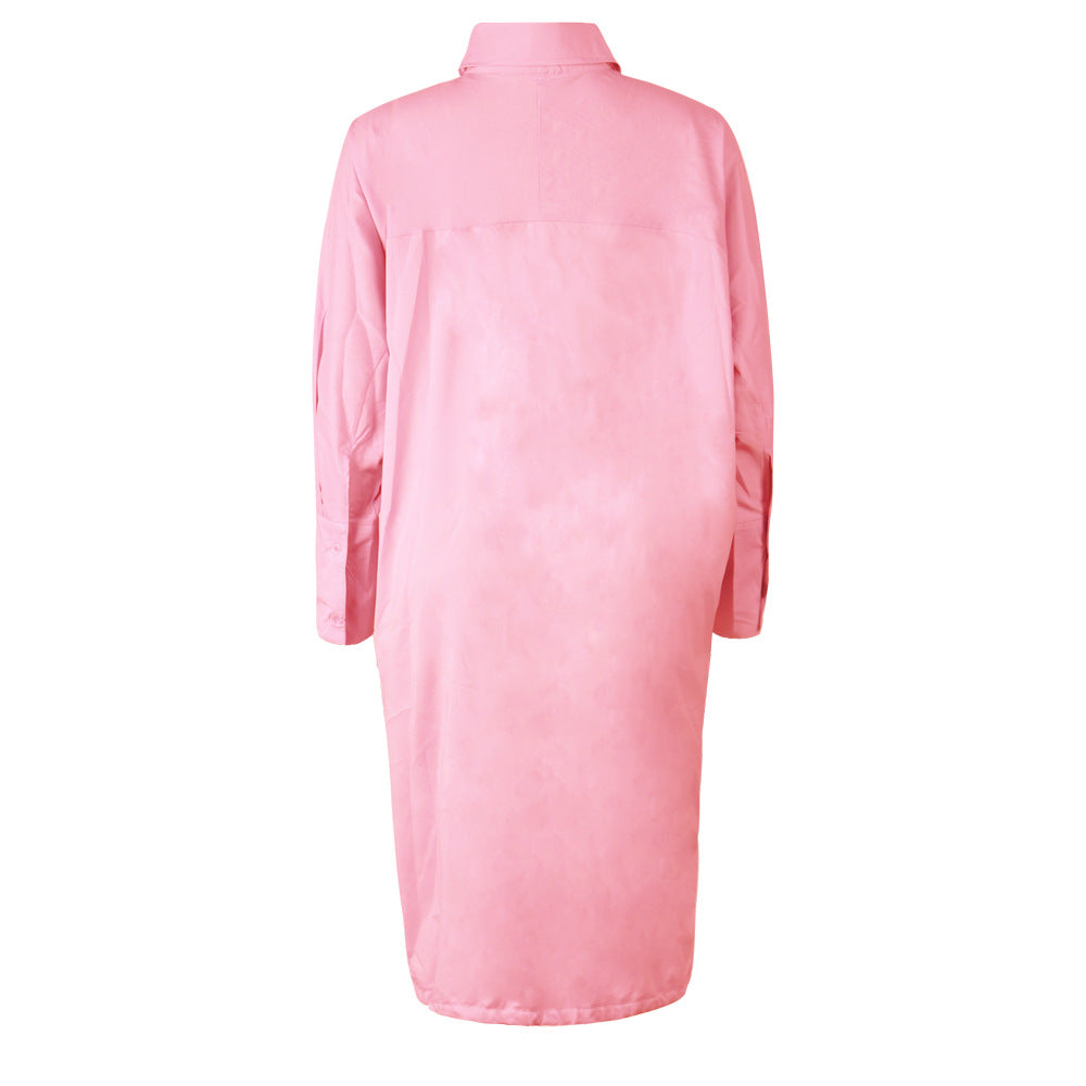 Women Long Sleeve Solid Loose Dress 16