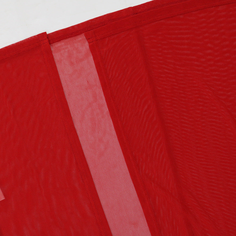 Sexy See-Through Mesh Solid Color High Slit Dress 19