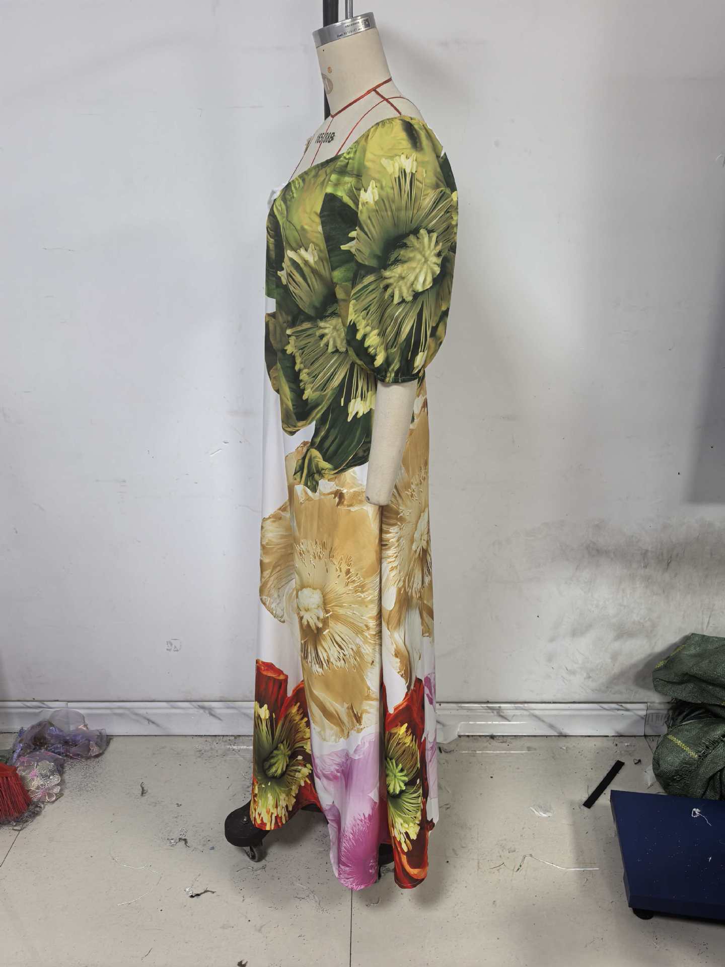 Women Spring/Summer Slash Shoulder Print Casual Holiday Dress 8