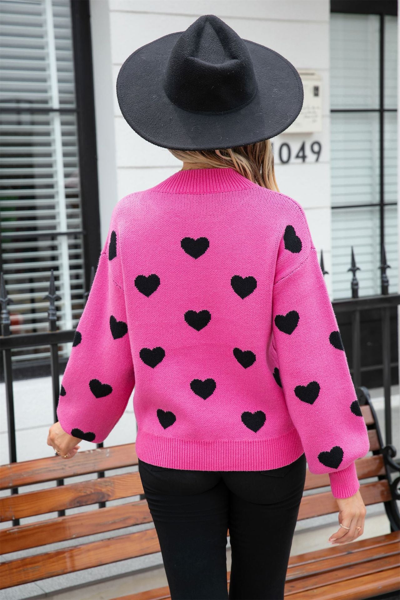Women's Valentine's Day Sweater Heart Print Knitting Shirt 20