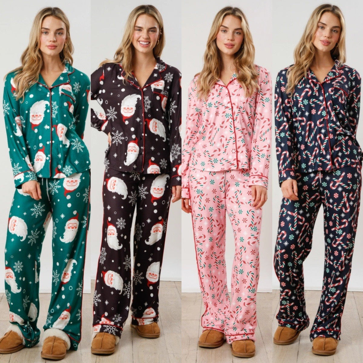 Christmas Women Printed Casual Long-Sleeve Top and Pajama Two-Piece Set 6