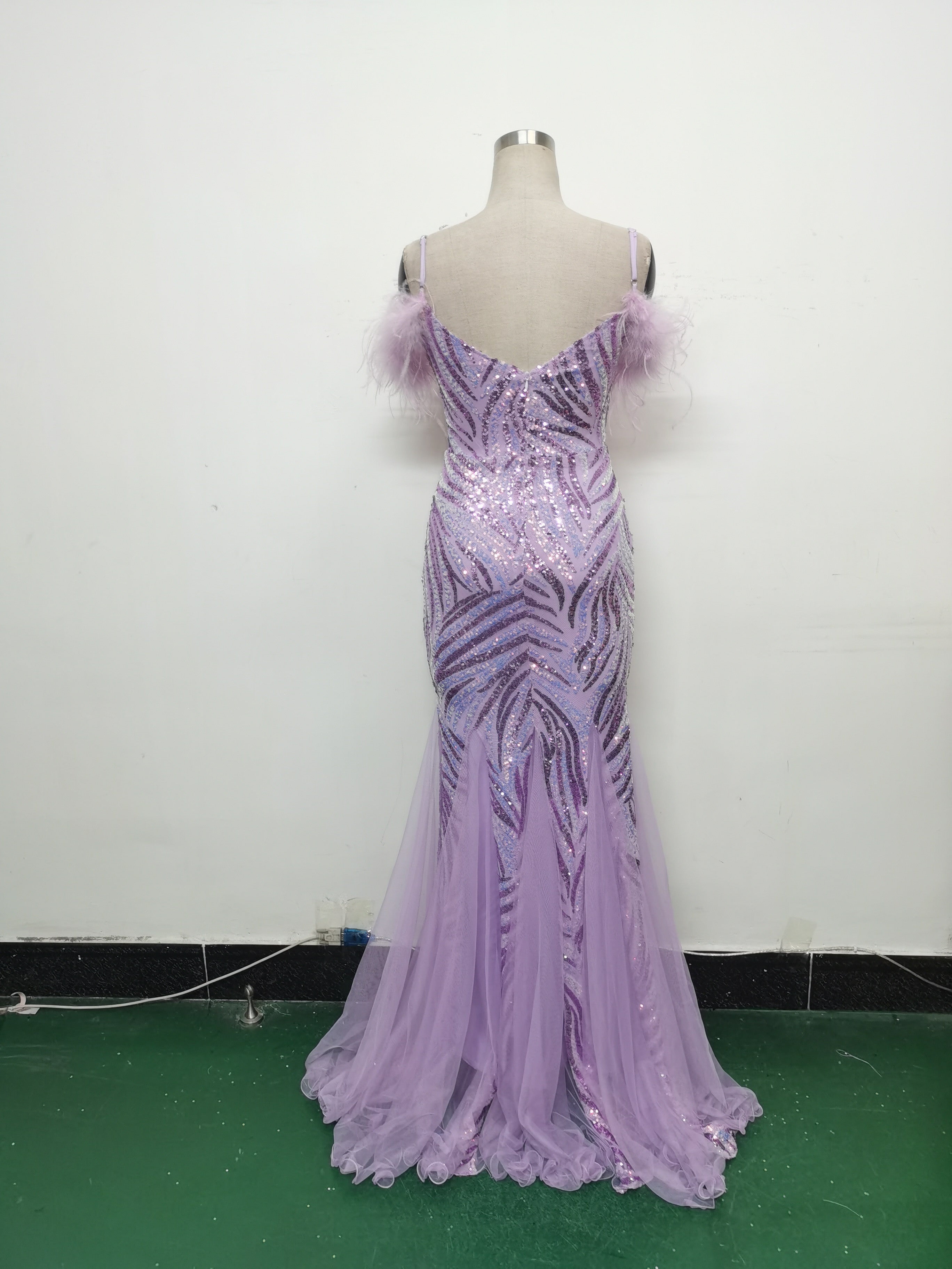 feather sequin Patchwork Mesh luxury evening dress 28