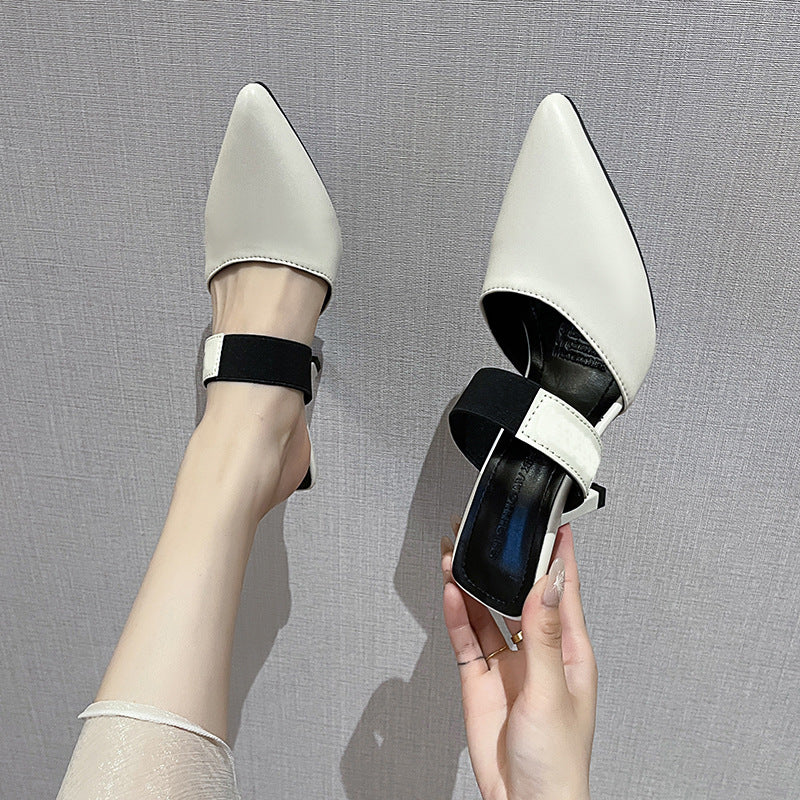 Plus Size Sandals Women's Summer Fashion Outdoor Wear Stiletto High Heels Pointed Toe Slipper 7