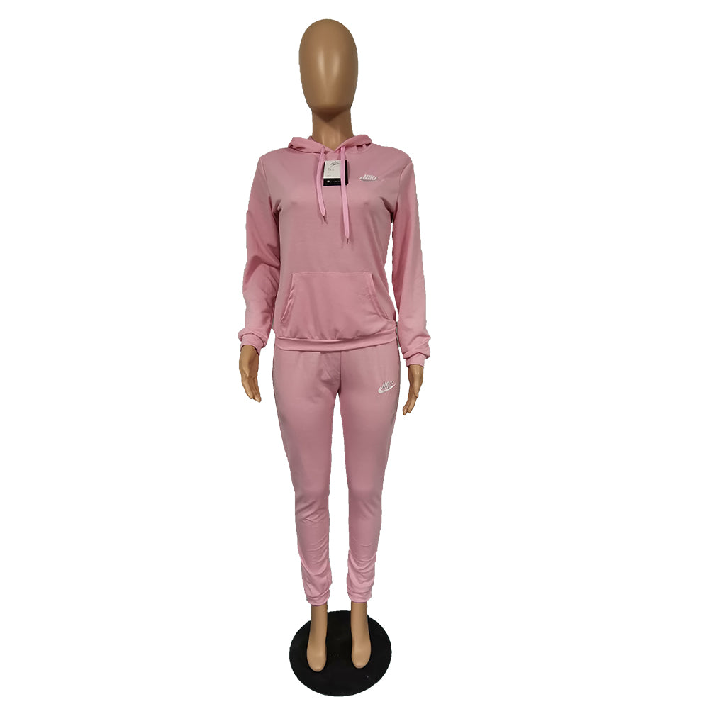 Women's Fashion Casual Embroidered Hooded Two-Piece Pants Set 17