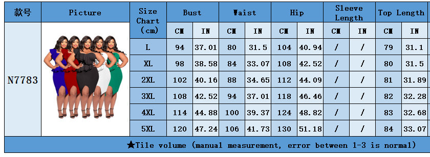 Spring Summer Plus Size Fashion Casual Ruffled Slit One Shoulder Bodycon Slit Dress 16