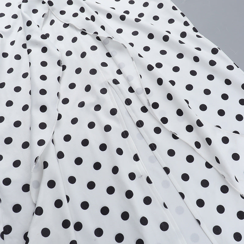 Summer Chic Polka Dot Sleeveless Halter Neck Slim Long Dress 14