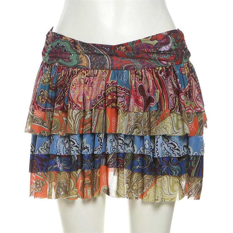 Summer Fashion Women's Sexy High Waist Boho Print Mini Skirt 7