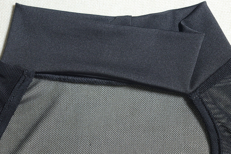 Women Solid Sexy Hollow Mesh Patchwork Bodycon Dress 14