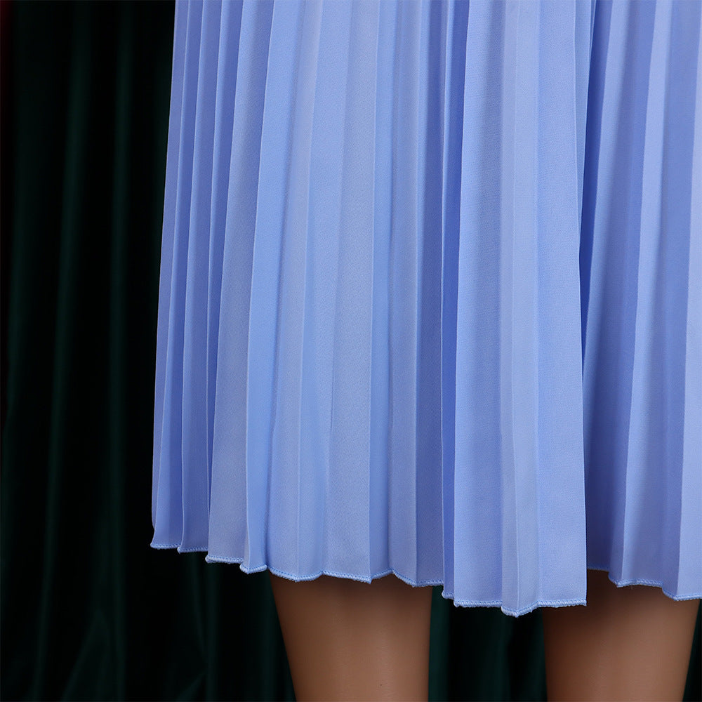 Plus Size African Women Chic Elegant Pleated Career Solid Dress 30