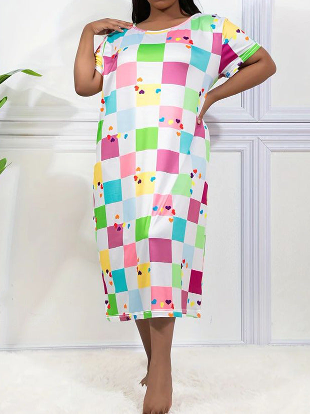 Plus Size Women Loose Casual Print Dress 6