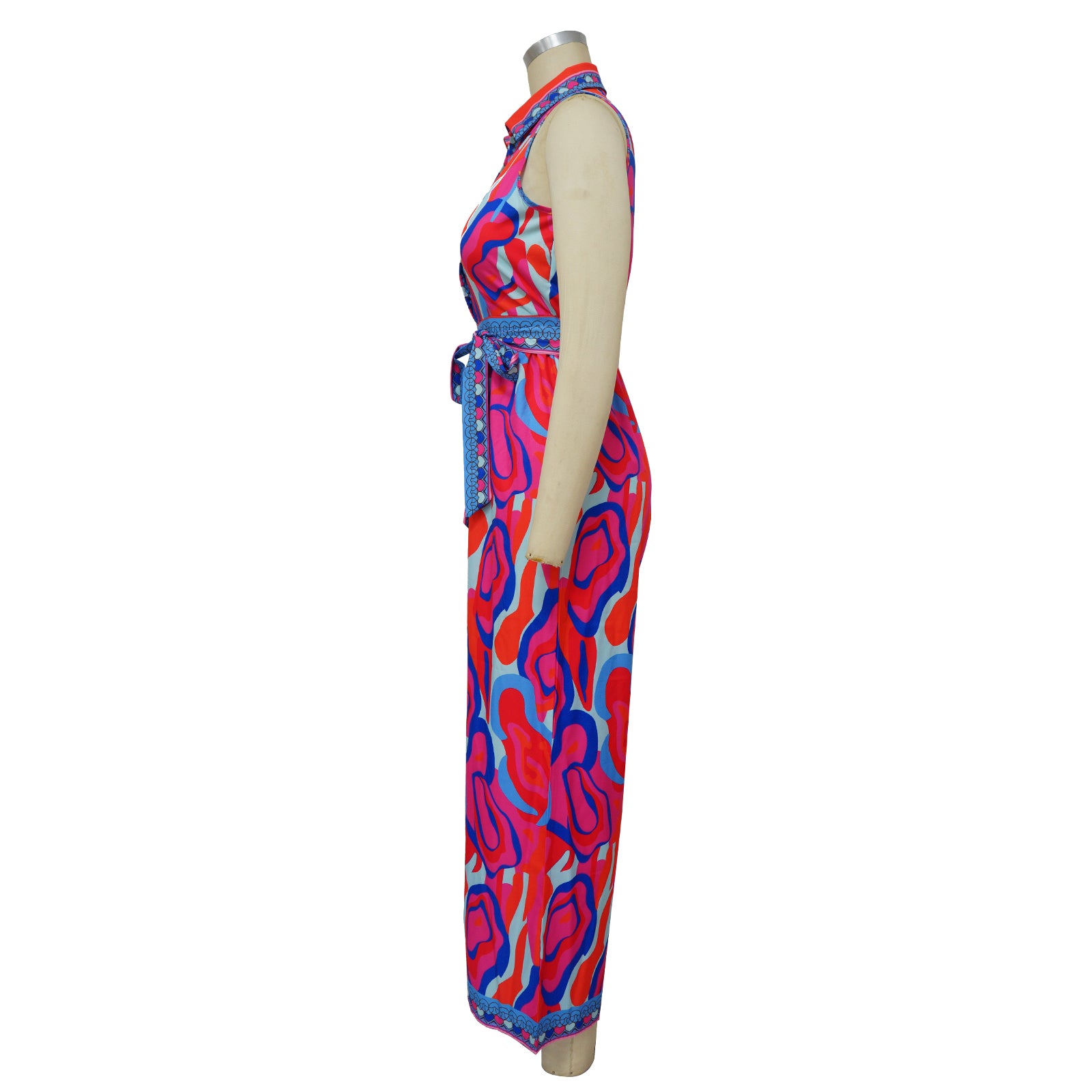 Women's Summer Print Sleeveless V Neck Wide Leg Jumpsuit 16