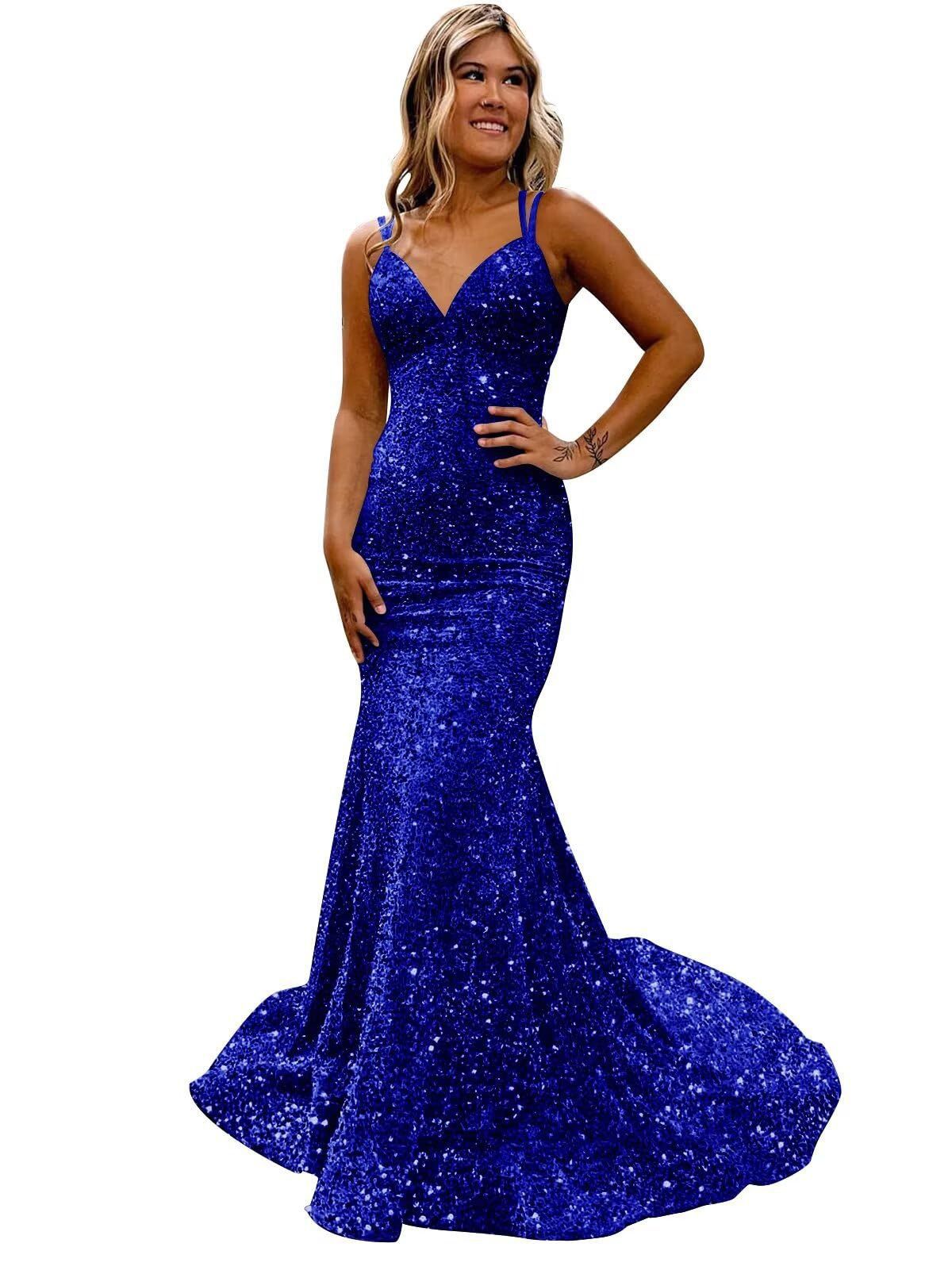 Women sequined ball Bodycon fishtail V-neck party evening dress（Processing time need 3-6 days） 9