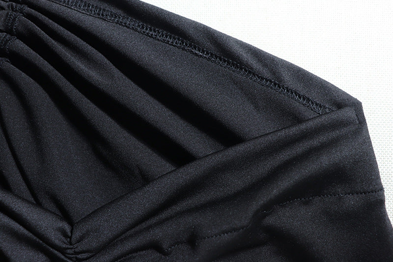 Women Sexy Slash Shoulder Solid Backless Slit Dress 10