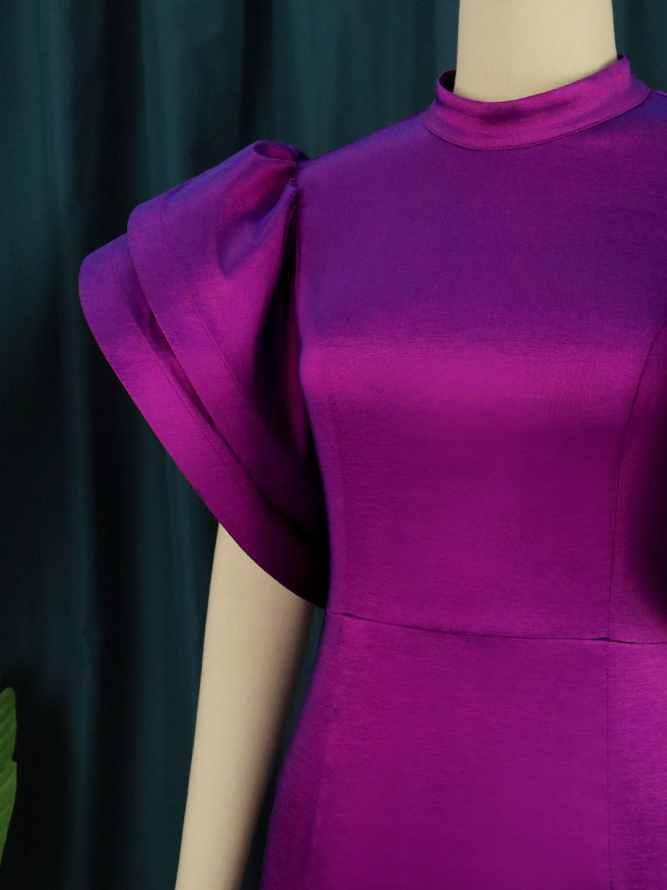 Women Style Bell Bottom Sleeve Backless Formal Party Dress 10