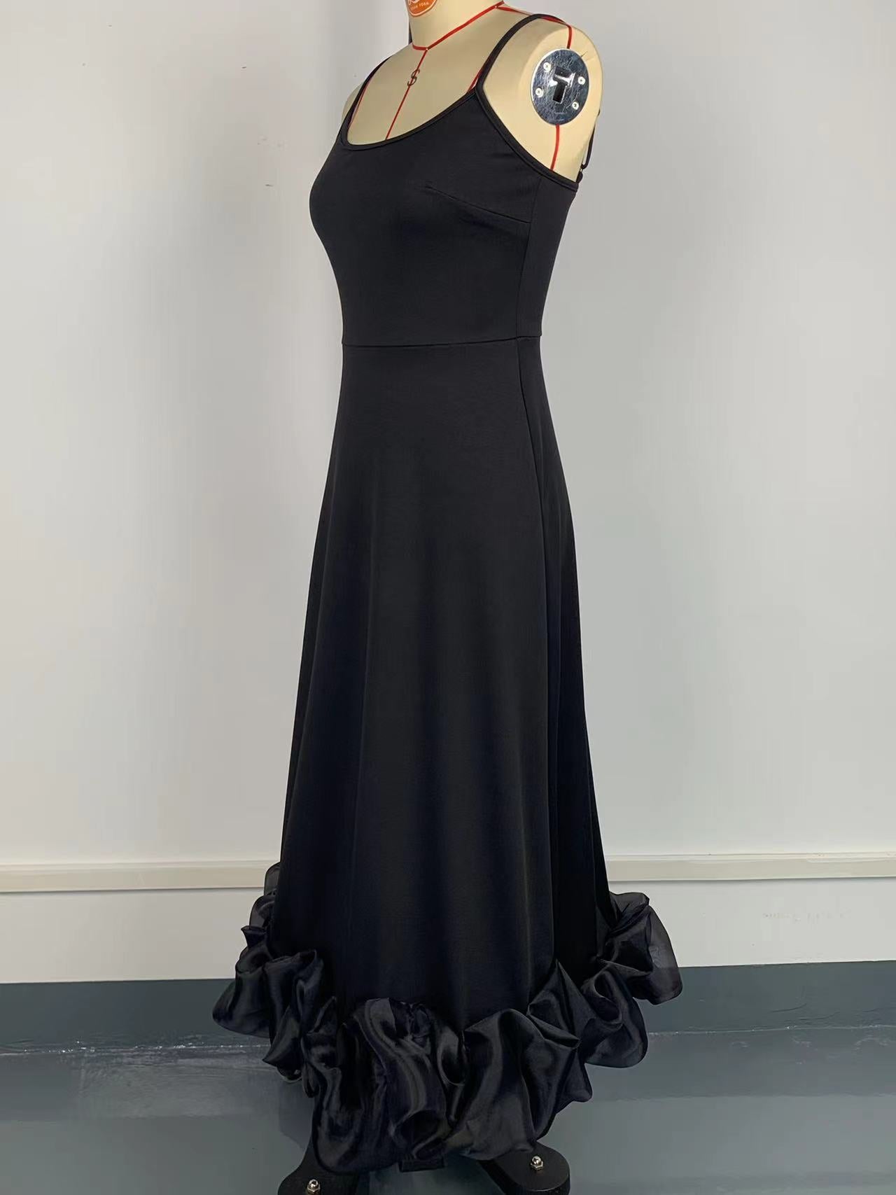 Women's Fashion Sexy Strap Solid Color Ball Long  Evening Dress 9