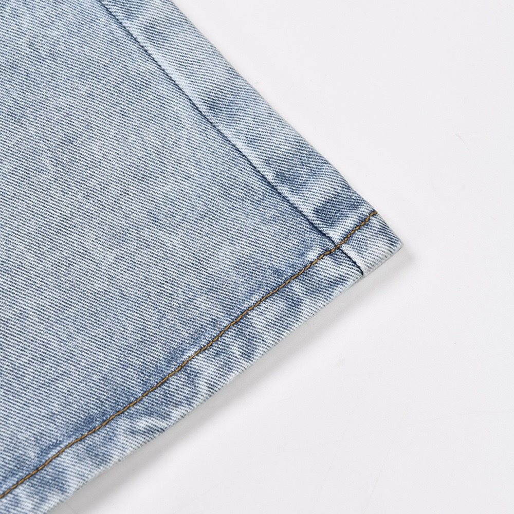 Women Color Block Stretch Denim Bell Bottom Cropped Pants 13