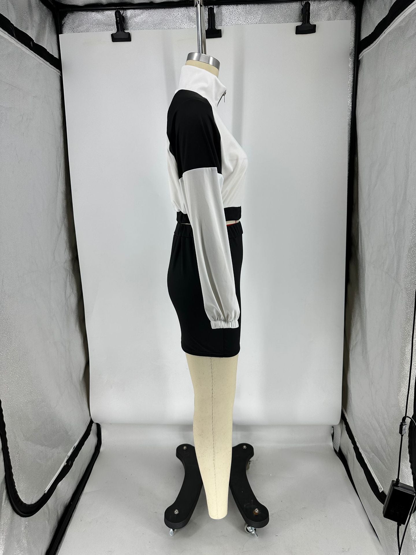 Autumn And Winter Women's Color-Blocking Long-Sleeved Casual Two-Piece Skirt Set For Women 12