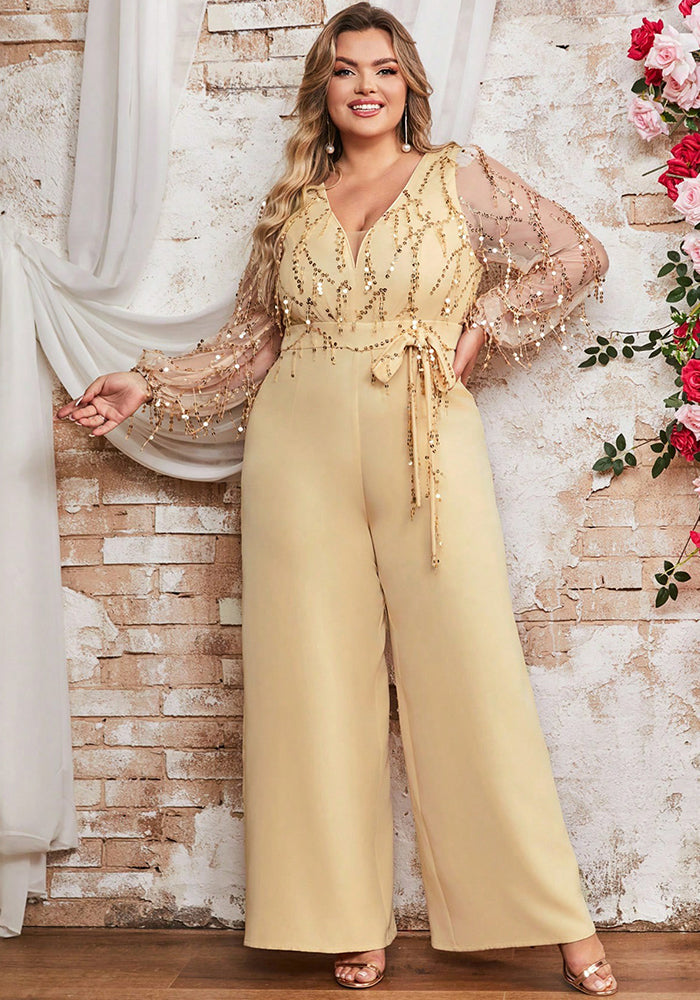 Plus Size Women Spring and Summer Jumpsuit Two-Piece Set