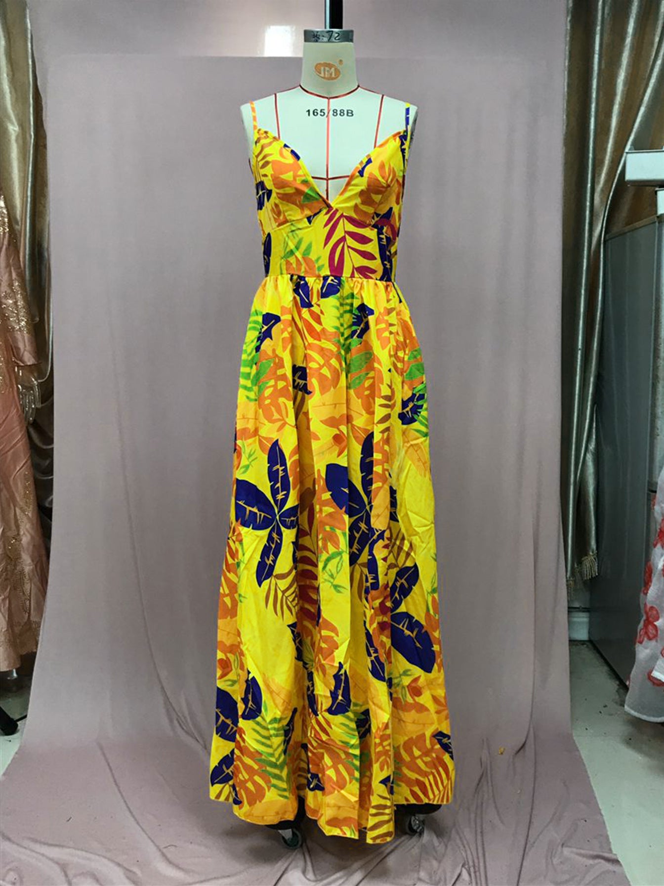 Women leaf bohemian suspender strapless dress 7