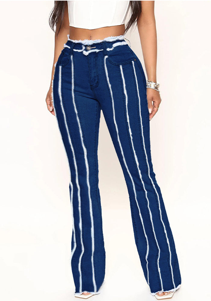 Women's Jeans Stretch Mid-Rise Washed Denim Pants