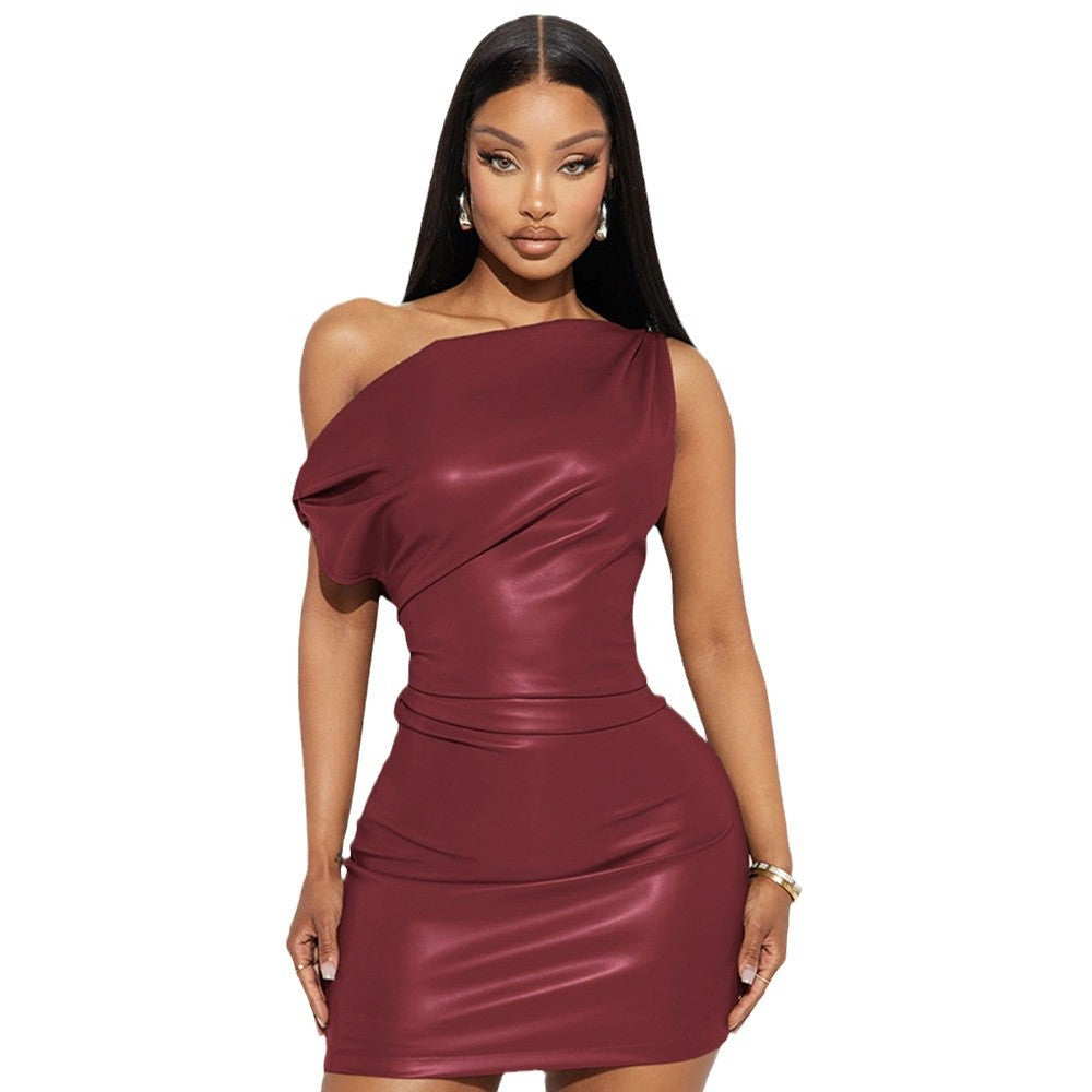 Women's Sexy Nightclub Trend Slash Shoulder Mini Bodycon Dress 11