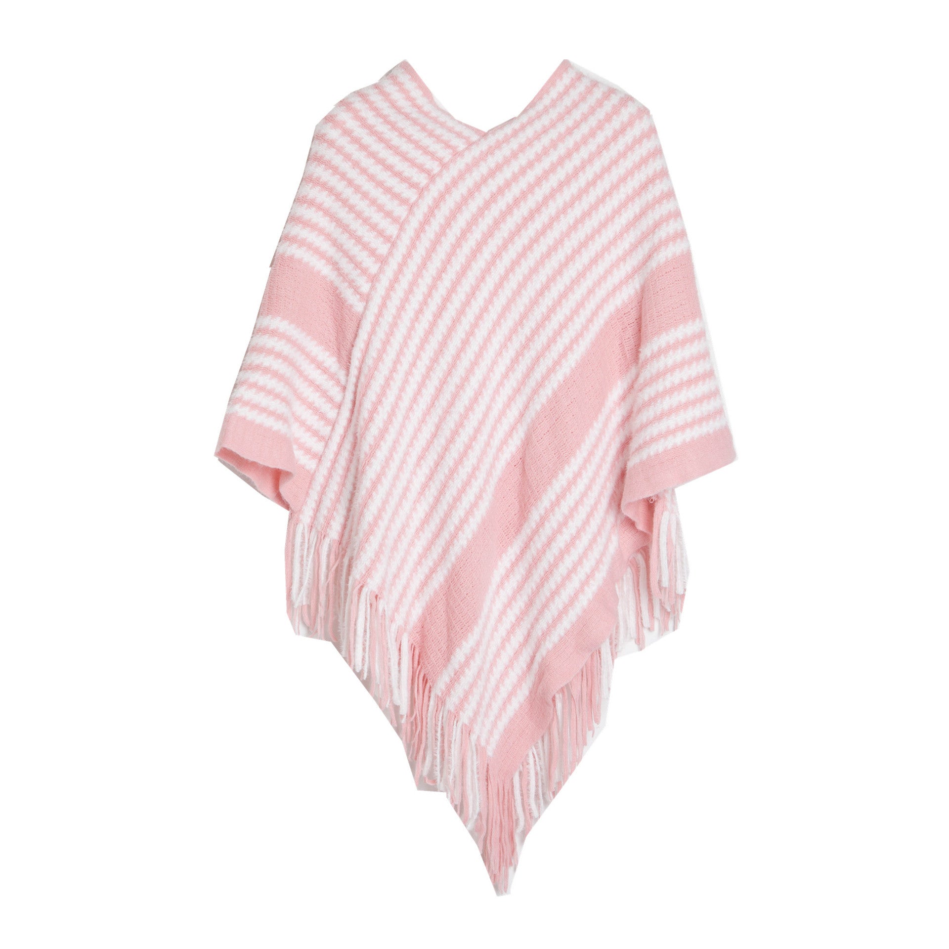 Women winter bat sleeve black striped knitting shawl sweater 14