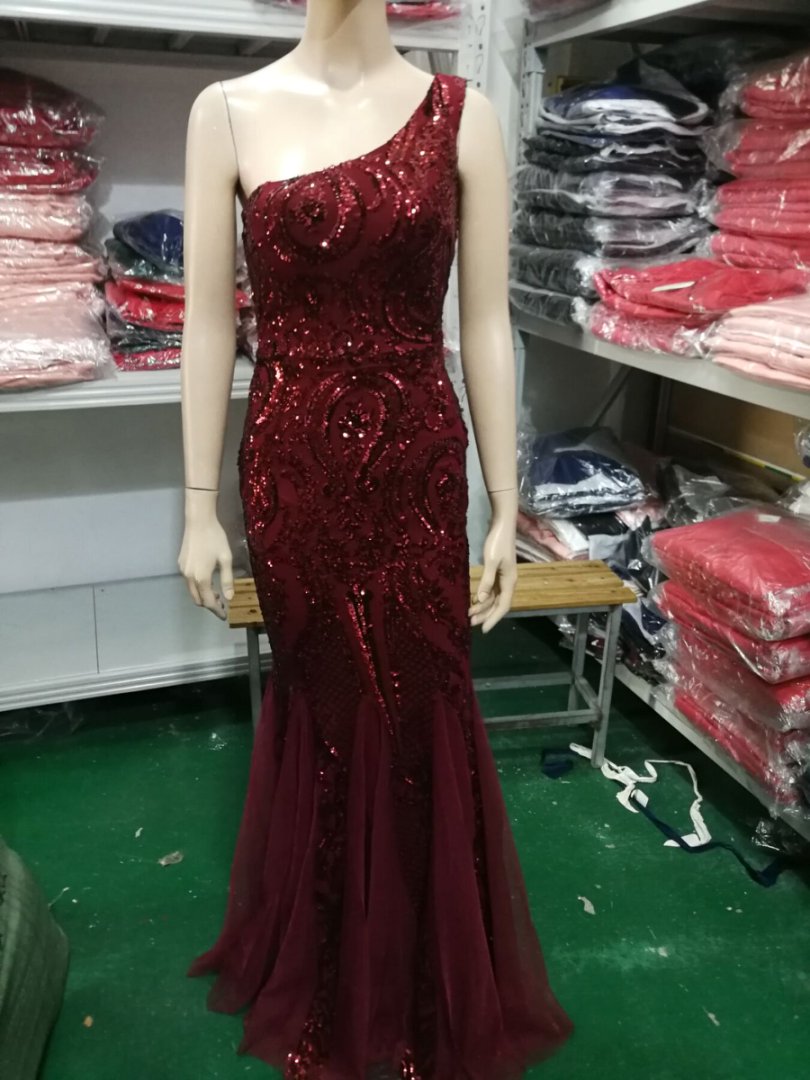 Luxury Sequin Mermail Women Formal Party Evening Dress Sexy Slash Shoulder Long Slim Bridal Gown 26