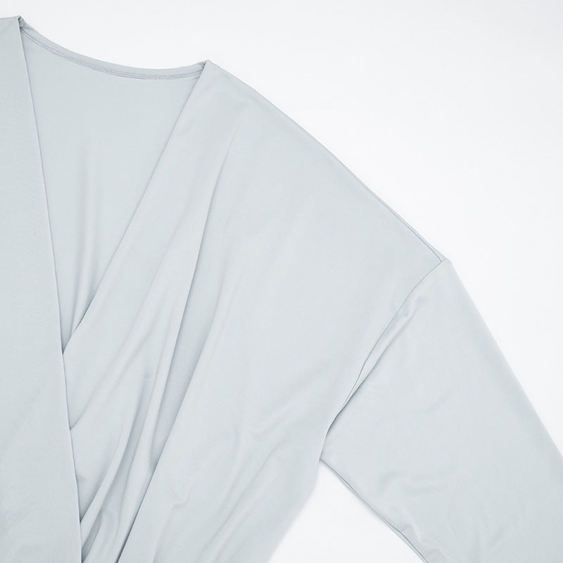 Women's Autumn Street Sexy Deep V Bat Sleeves Long Sleeve Dress 30