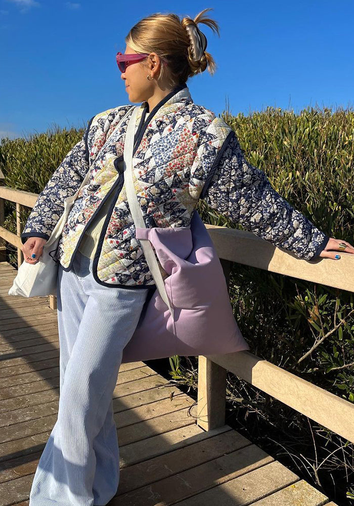 Women Padded Printed Long Sleeve Detachable Vest Jacket