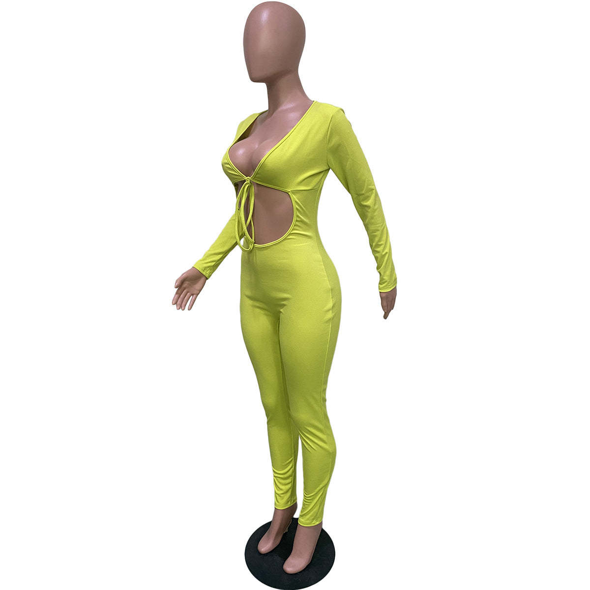 Women's Autumn Solid Color Lace-up Cutout Jumpsuit 26