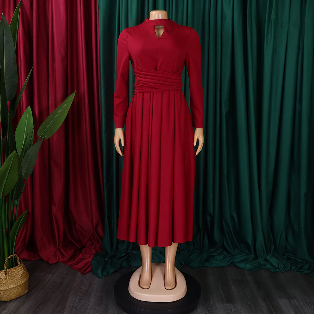 Women's Fashion Chic Pleated African Plus Size Swing Dress 14