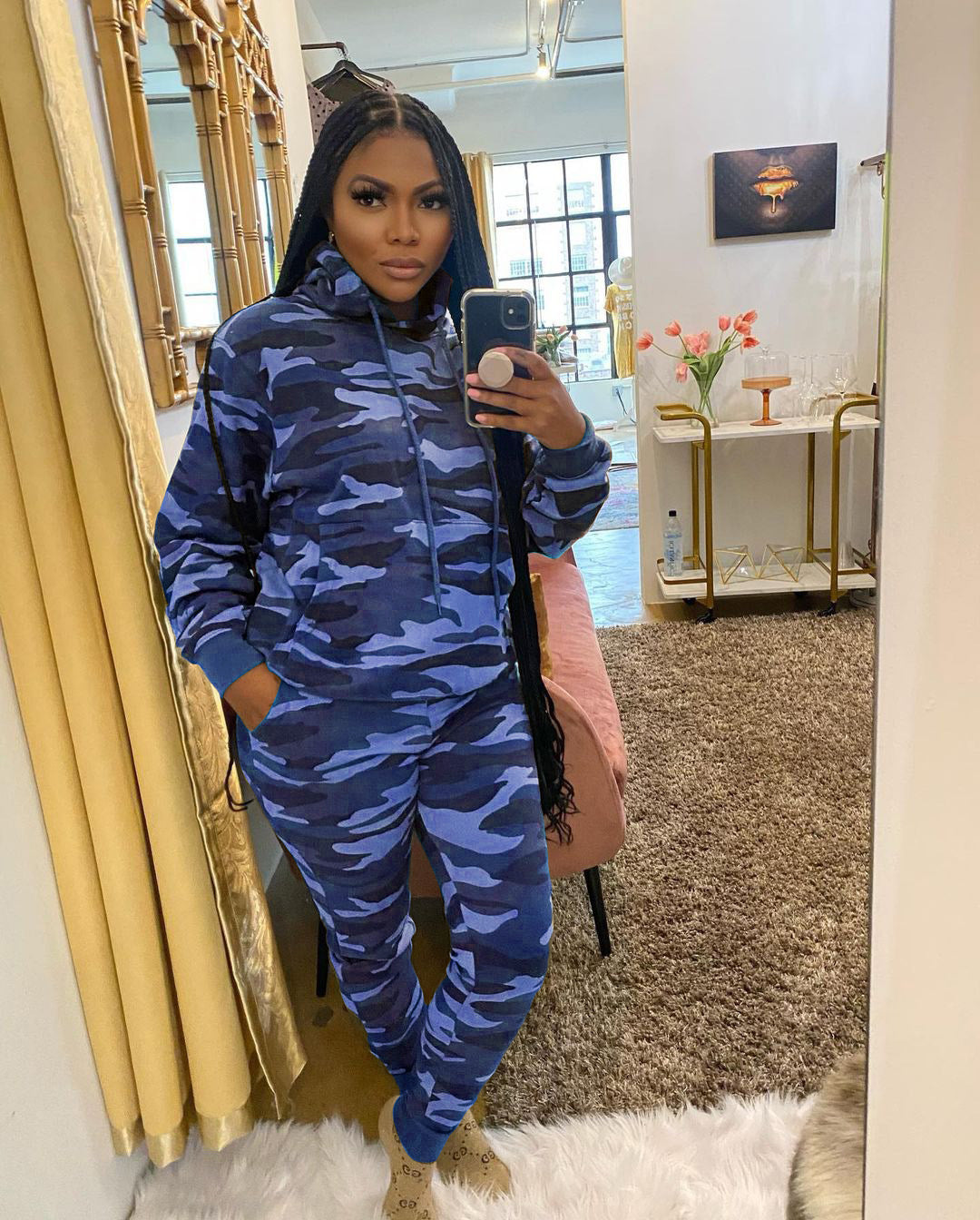 Women's Fashionable Sportswear Camouflage Two-Piece Tracksuit Set 12