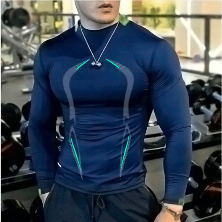 Summer Men'S Fitness Sports Training Breathable Short-Sleeved Quick-Drying Clothes Fashion Long-Sleeved T-Shirt New 17