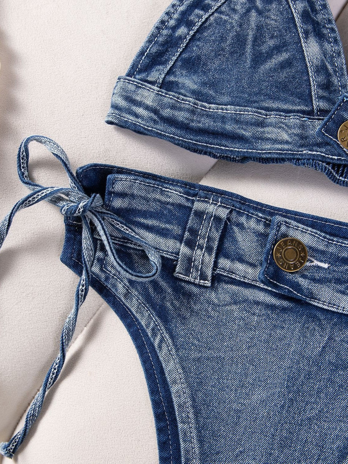 Women Sexy Denim Bikini Beach Swimwear Two Pieces 8