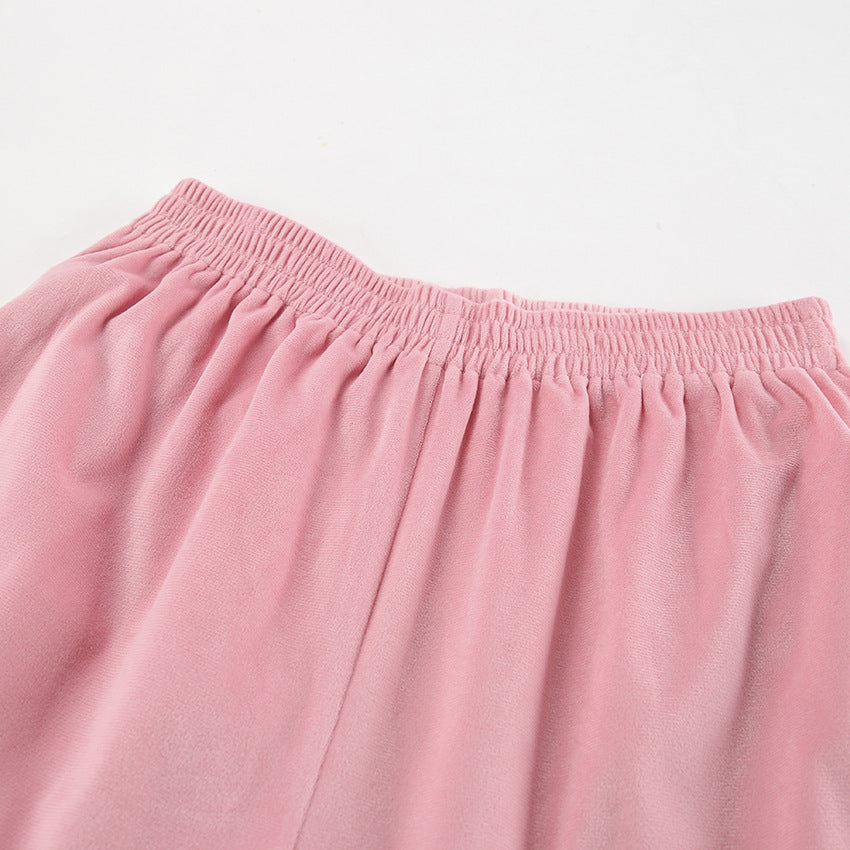 Pink Fashion Sports Suit Autumn Winter Zipper Turndown Collar Two-Piece Women Pants Set 16