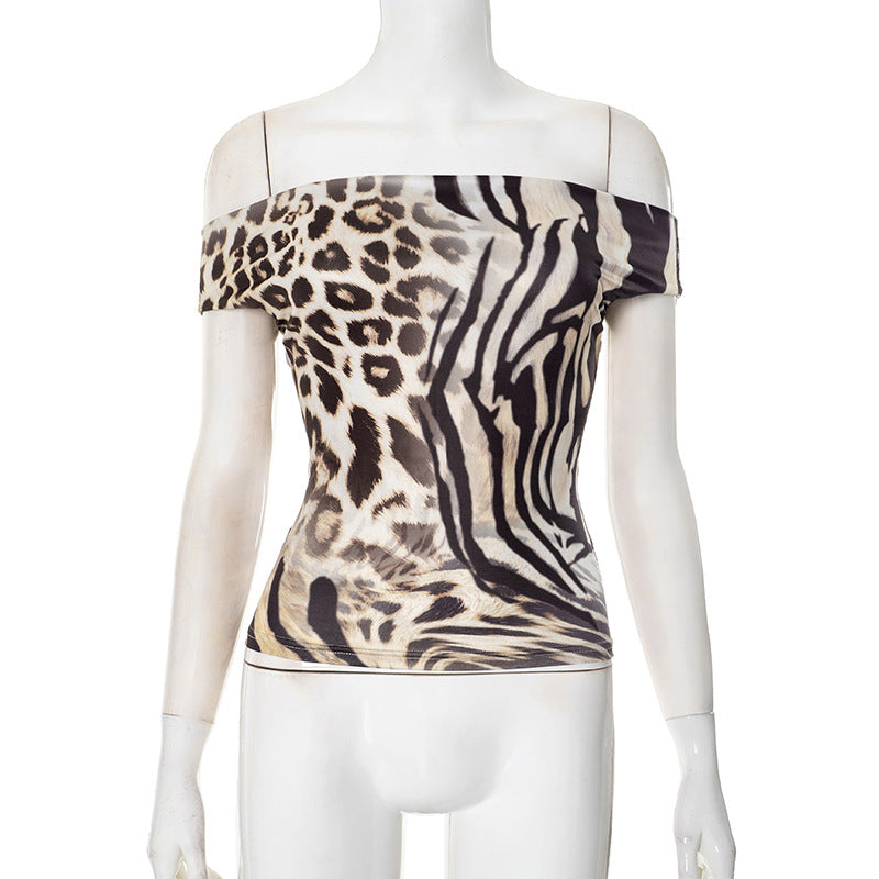 Women Spring/Summer Off Shoulder Print Two Piece Set 12