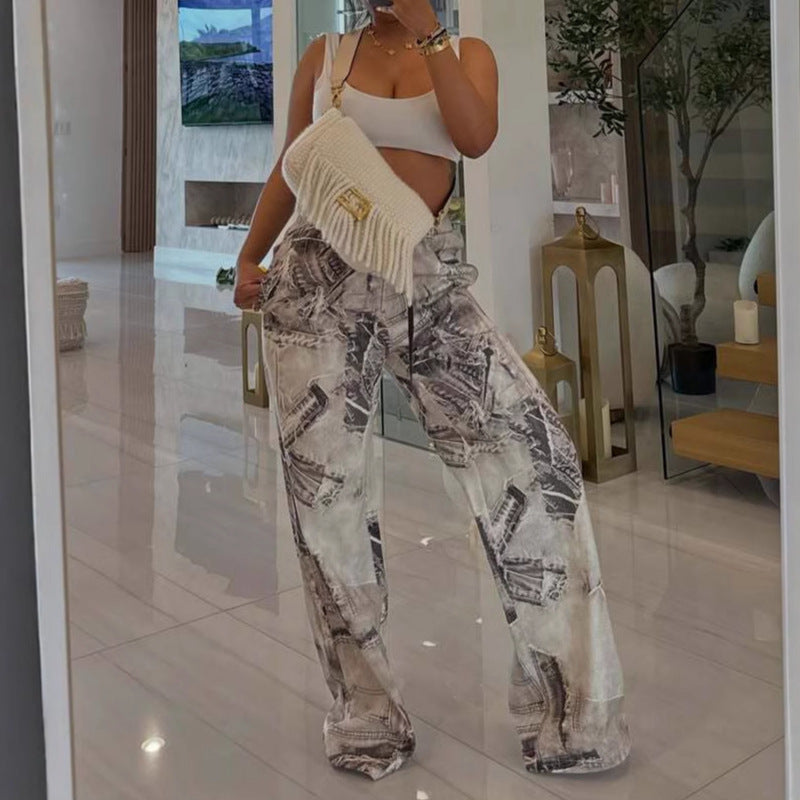 Women’s Casual Summer Fashion Elastic Waist Drawstring Straight Pants