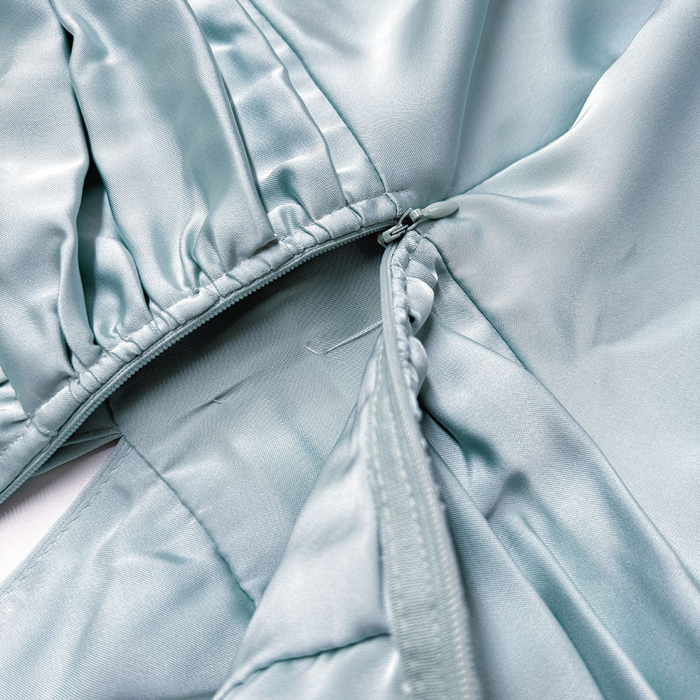 Bell Sleeve Solid Long Sleeve Sexy V-Neck Slim Waist Mini Party Dress 18