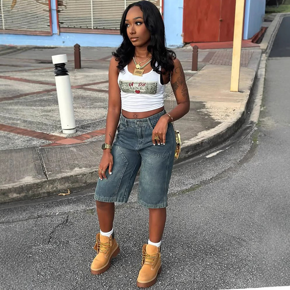 Loose Summer Casual Washed Denim Shorts 4