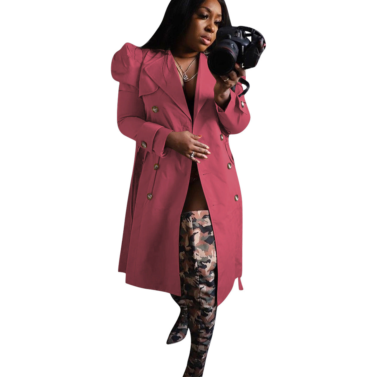 Women's versatile long windbreaker jacket 12