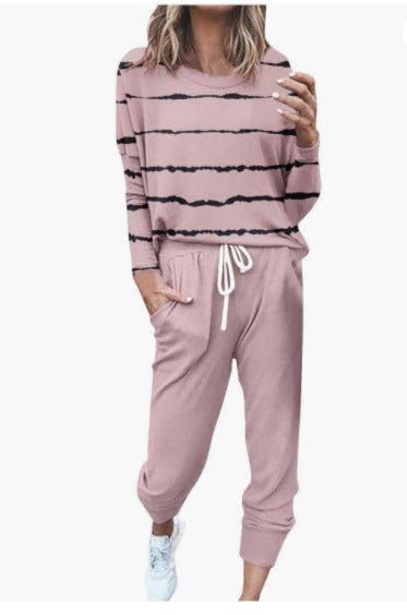 Women Loose Solid Long Sleeve Top and Pant Casual Two-piece Set 41